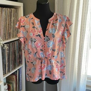 Joie Floral Print Blouse, Size L